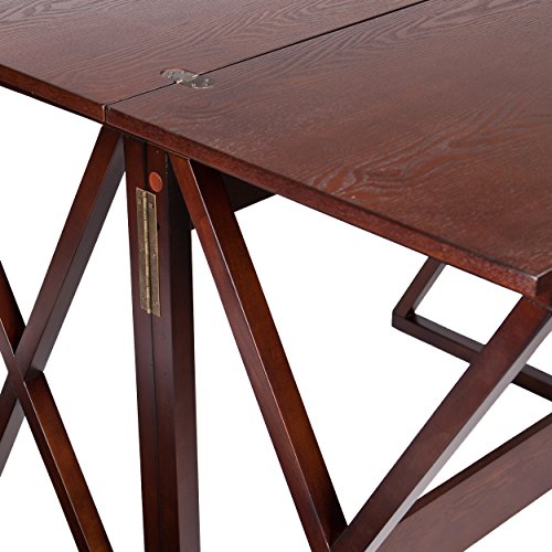 Derby Expandable Counter-Height Table 48 inches Long with Counter Dining, Living Room With Open Concept Living Space Transitional Style, Brown