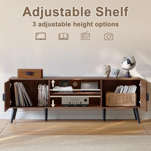 TV Stand with Open Shelves for 55/60 Inch TVs, Mid Century, view 7