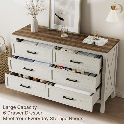 Farmhouse 6 Drawers Dresser for Bedroom, view 8