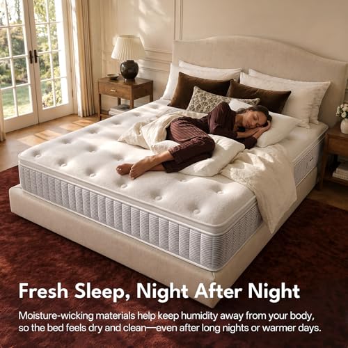 Queen Mattress, 14 Inch Springs Matress, Bed in a Box, Soft and Breathable, Pressure Relief & Motion Isolation, Medium Firm Feel (Queen, 14, 14, Inches)
