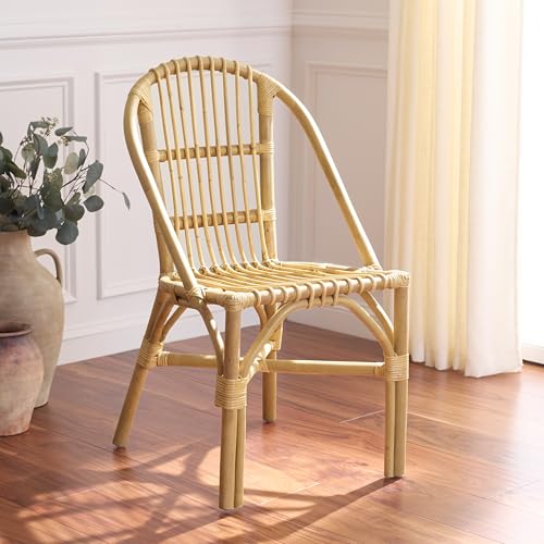 SAFAVIEH Furniture - Oksana Woven Accent Chair - Natural Rattan - Fully Assembled - Ideal for Living Room, Bedroom, Dining Space, 17.7" Seat Height (ACH9904A)