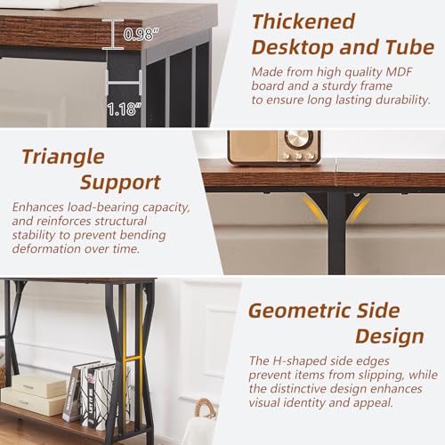 Sofa Console Table, 70.9" Extra Long Sofa Table with 2-Tier Storage, Industrial Narrow Console Tables Behind Couch, Hallway Table for Entryway, Living Room, Rustic Brown