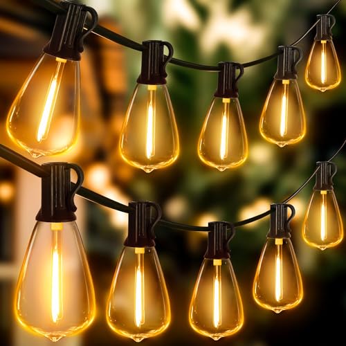 Outdoor String Lights 120FT with 60+2 Spare ST38 Vintage Bulbs, Shatterproof Connectable Patio Lights, 2200K Warm White Waterproof Outside Hanging Light for Yard Camping Gazebo Porch Balcony