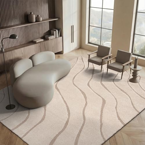 SAFAVIEH Florida Shag Collection Area Rug - 8'6" x 12', Cream & Beige, Non-Shedding & Easy Care, 1.2-inch Thick Ideal for High Traffic Areas in Living Room, Bedroom (SG472-1113)