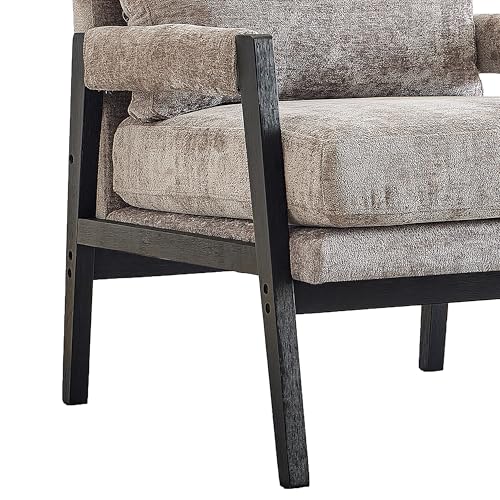 Kelly Mid-Century Modern Chenille Upholstered Accent Armchair, Gray