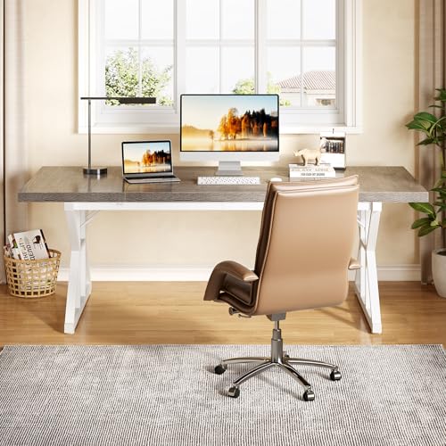 70.8-Inch Large Executive Desk, Modern Computer Office Desk, view 7