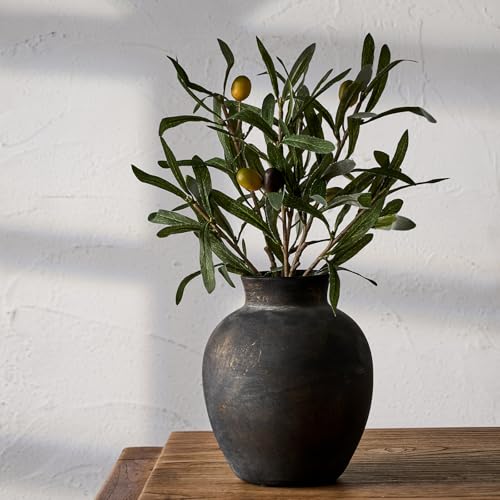 Ceramic Decorative Flower Vase, 6 Inch Pottery Rustic Farmhouse, Boho, view 2