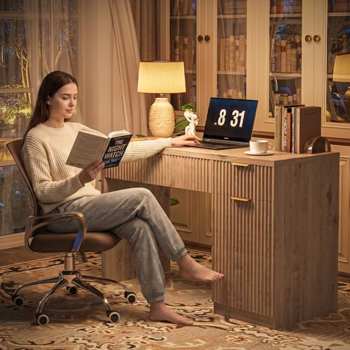 Farmhouse 47" Fluted Executive Desk with Drawers, view 8