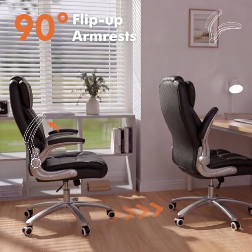 Big and Tall 400lb Office Chair, Leather Executive Desk Chair, Black, view 7
