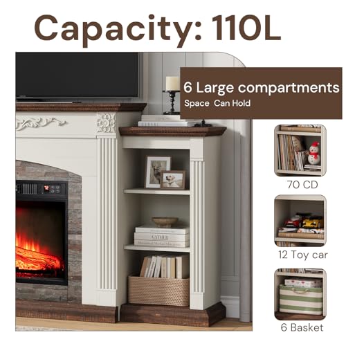 72" Electric Fireplace with Mantel, Fireplace TV Stand for TVs Up to 80", view 7