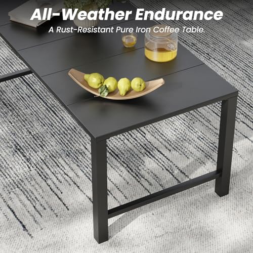 Patio Furniture Set, 4 Piece Outdoor Patio Furniture Set, 2 x Outdoor Swivel Chair, 1 x 3-Seats Sofa and 1 x Coffee Table, Metal Conversation Set for Porch, Balcony, and Backyard