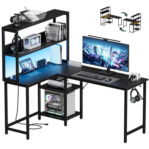 L Shaped Desk, Gaming Desk, Power Outlet, 53 Inch, view 2
