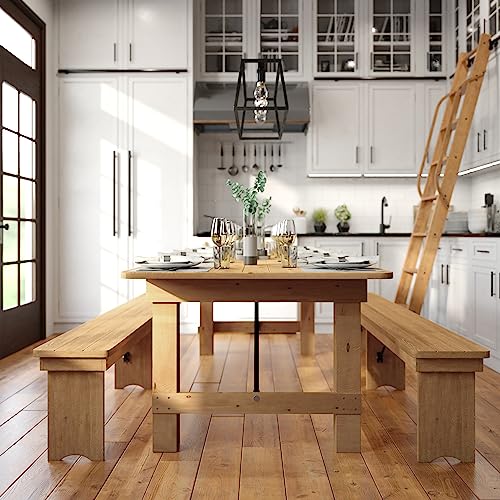 Hercules Commercial Grade Farmhouse Dining Table | Solid Pine Foldable Table for 10 in Antique Rustic Light Natural | Rustic Charm for Home and Events