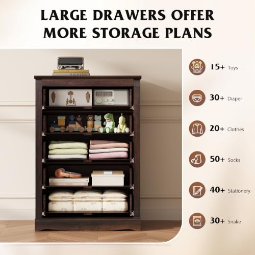 5 Drawer Dresser, 45" Tall Dresser for Bedroom with Exclusive Anti-Tip Structure, view 7