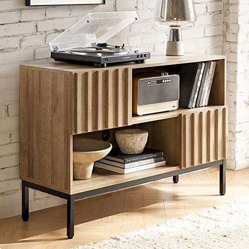 Norwin Entryway Table, Sturdy Modern Rustic Industrial Farmhouse Sofa Table, Display Storage Shelf, Accent Cabinet, Oak Wood TV Stand, Entertainment Center, Media Console, Living Room (Single)