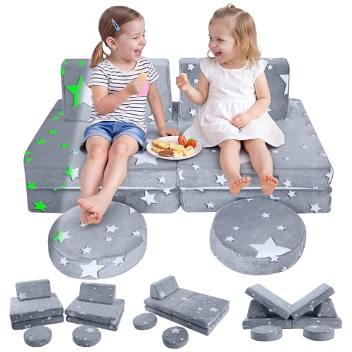 Kids Couch, Glow in the Dark Star Modular Play Couch, Ages 3+
