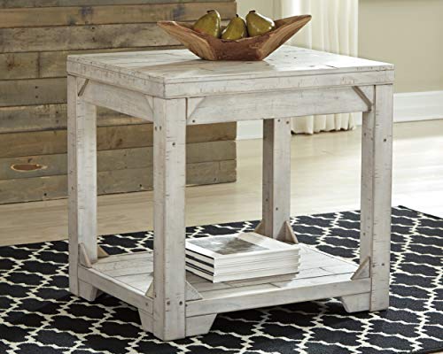 Whitewash farmhouse lift top coffee table and end table set, view 8