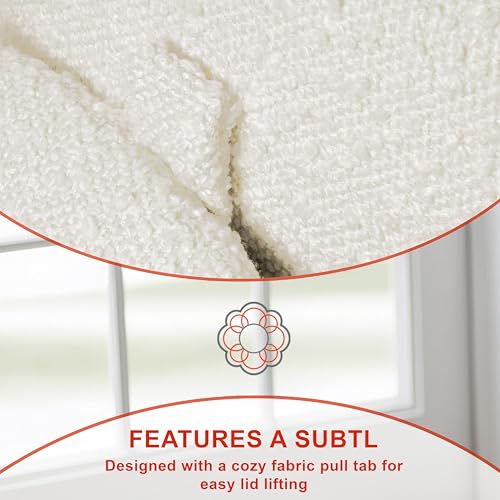 18" Storage Round Ottoman - Cream Boucle