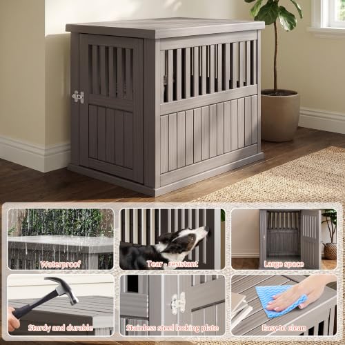 Heavy Duty Dog Crate Furniture Lockable Indoor Outdoor Kennel & End Table, view 8