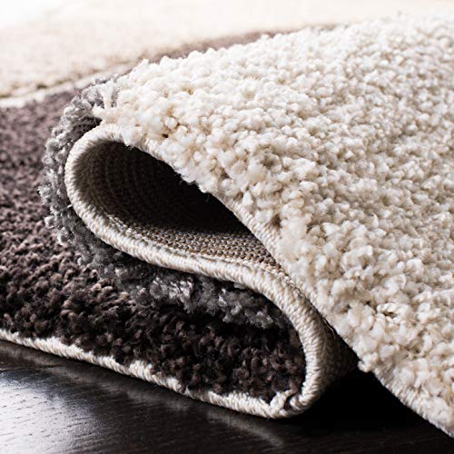 SAFAVIEH Area Rug 8x10 - Florida Shag Collection - Large - Ivory & Grey, Abstract Design, Non-Shedding & Easy Cleaning, Plush Thick Pile, Ideal for Living Room, Bedroom, Dining Space (SG475-1180)