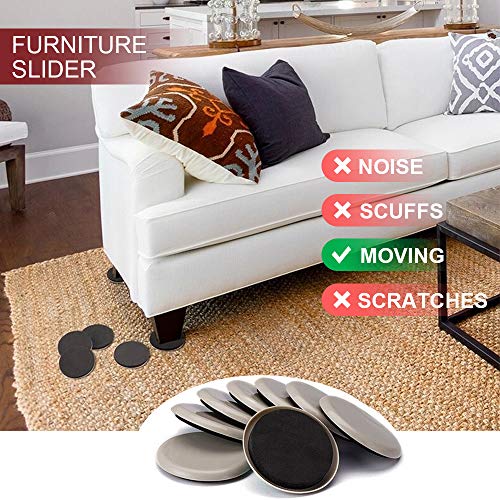 Furniture Sliders for Carpet - 20 PCS Heavy Duty Moving Pads 3 1/2" - Sliders for Furniture on Carpet, Reusable Furniture Moving Sliders for Easy Glide