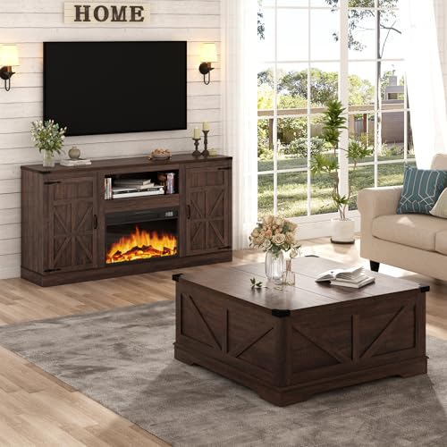 64" Farmhouse Fireplace TV Stand for 75" TVs, view 7