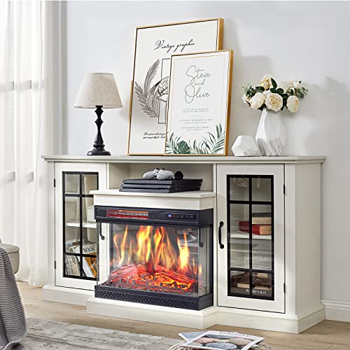 3-Sided Glass Fireplace TV Stand for TVs up to 65'' with 12 Color, view 2