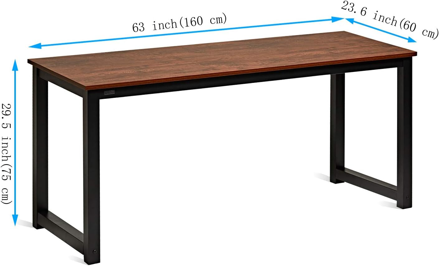 47 Inch Computer Desk, Home & Office PC Laptop Study Writing Table Workstation with Leg Bars, Modern Simple Industrial Style, Rustic Brown