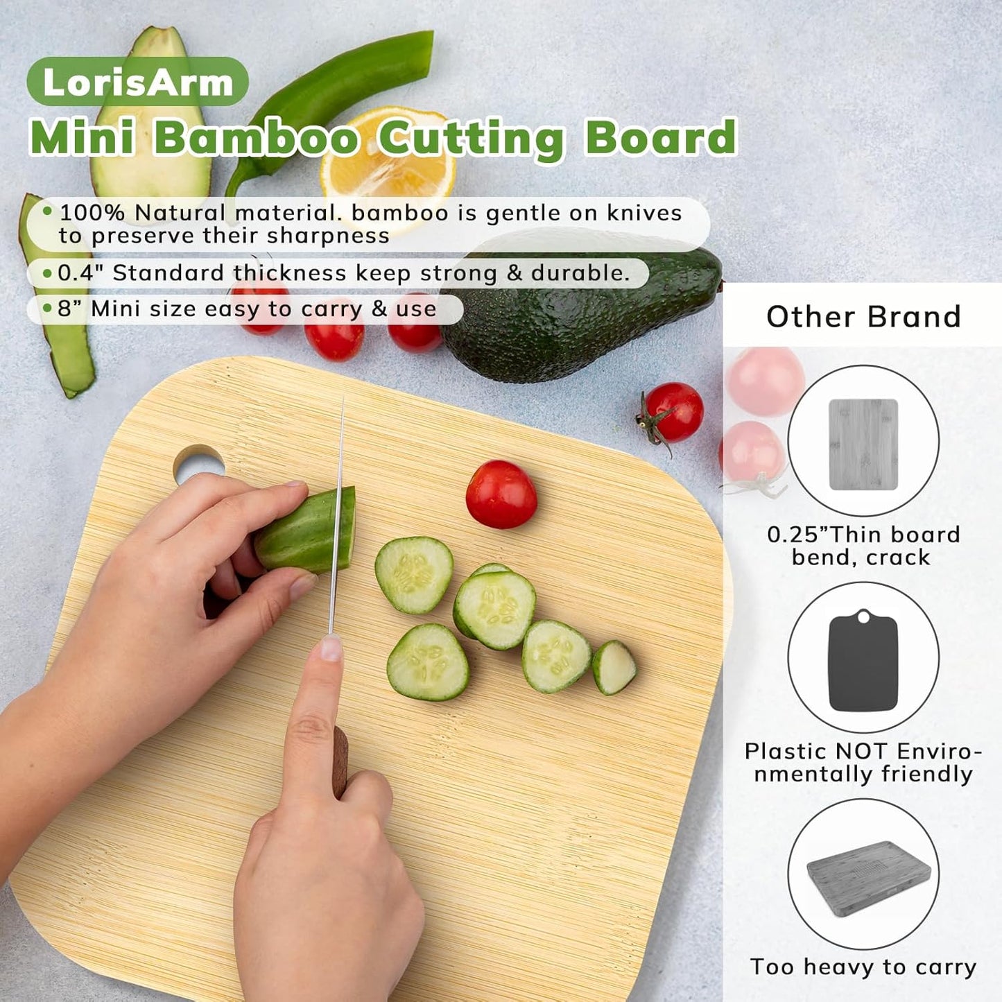 Small Bamboo Wood Cutting Board 8"Mini Lightweight Wooden Chopping Boards for Fruit, Vegetable, Camping Trip.