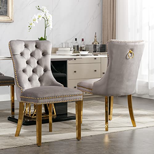 Glass Dining Table Set for 4, Modern 36" Round Kitchen Table with 4 Velvet Dining Chairs and Golden Cross Metal Legs, Modern Circle Dinner Table Set, 5 Piece Dining Set for Kitchen