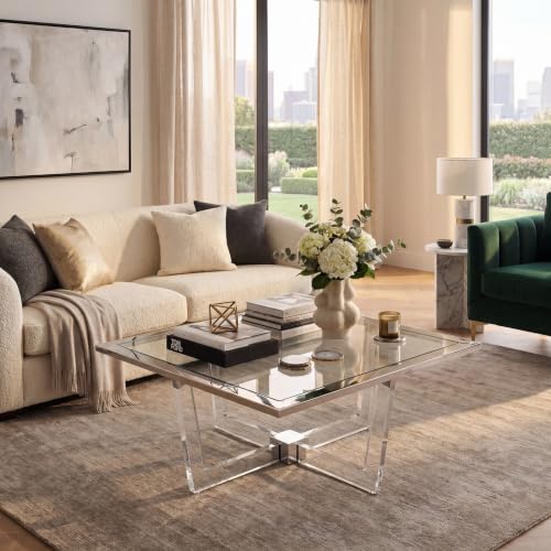 Safavieh Couture Home Hermina Glam Silver Acrylic Glass Top Coffee Table