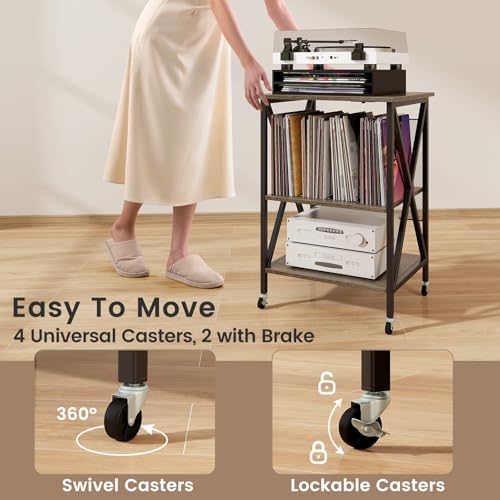 Record Player Stand with Charging Station, view 8