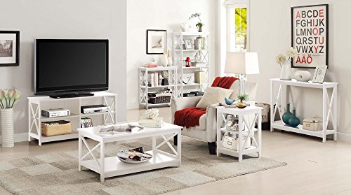 Oxford End Table 15.75" - Modern Living Room Table with Storage Shelves, Transitional Nightstand Side Table for Home Decor and Display, White