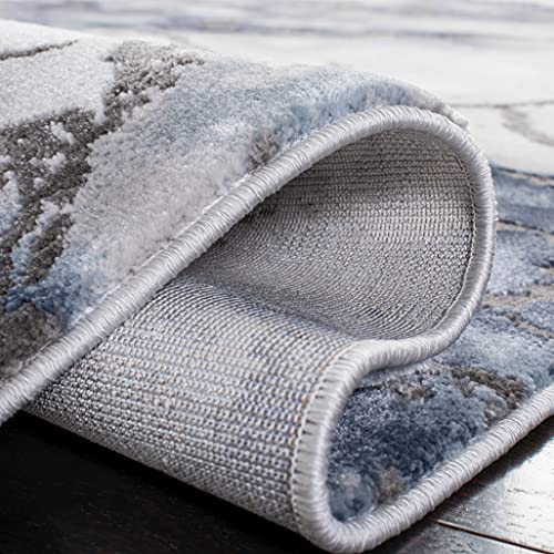 SAFAVIEH Craft Collection Area Rug - 8' x 10', Grey & Blue, Modern Abstract Design, Non-Shedding & Easy Care, Ideal for High Traffic Areas in Living Room, Bedroom (CFT877L)