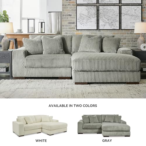 Signature Design by Ashley Lindyn 99-Inch L-Shaped Sectional Couch, Fog Gray, Plush Reversible Cushions, Durable Reinforced Engineered Wood and Wood Frame, Living Room Furniture