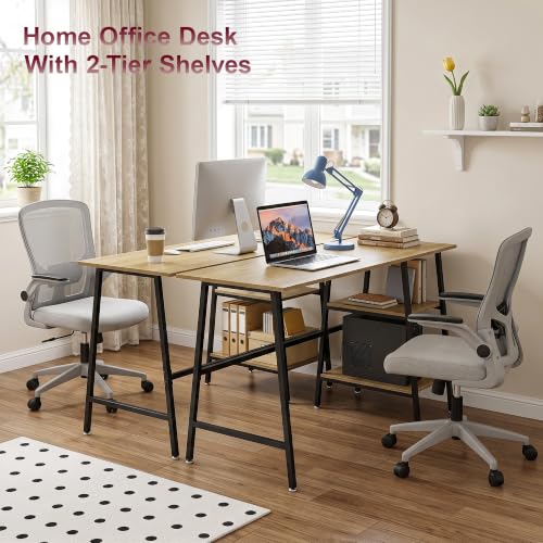 43.1 Inch Computer Desk Home Office Oak Study Desk Work Office Table, view 7