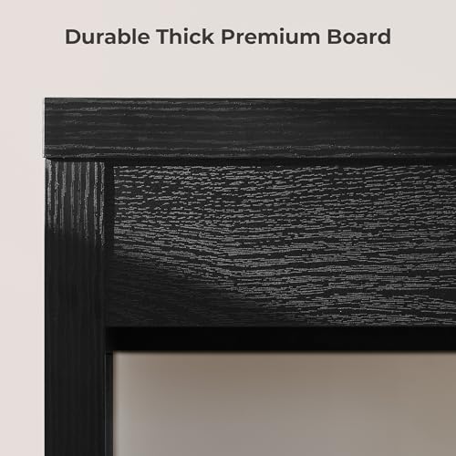 Home Office Executive Desk - 47-Inch Computer Desk with Drawer, Farmhouse Writing Study Desk with Storage,Boho Makeup Vanity Table for Bedroom (Black Oak, 2 Pieces)