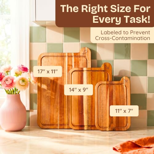 Non-Toxic Acacia Cutting Board Set of 3, Mineral Oil Free, Plastic Free, view 7