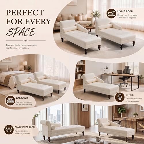 Chaise Lounge Chair with Armrest & Lumbar Pillow, Upholstered Sofa, view 7