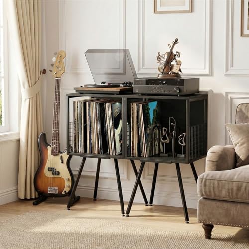 Record Player Stand with Storage Holds 100+ Vinyl Records, view 7