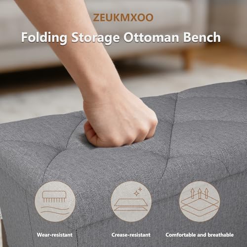 Folding Ottoman with Storage Bench,Storage Ottoman Bench,30 Inches Ottoman Foot Rest,End of Bed Bench,Support 660LBS Foot Rest Stool for Living Room,Bedroom,Home Office,Dark Gray(30Wx15Dx15H