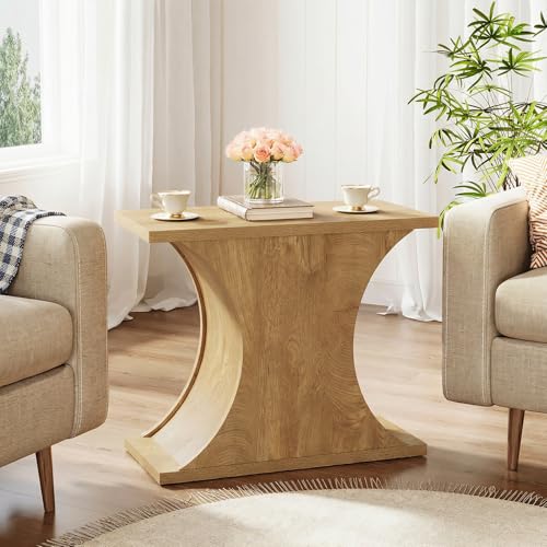 Tribesigns 31.5" Modern Side Table, Rectangle Narrow End Table with Hourglass Base, Farmhouse Wooden Nightstand for Small Spaces, for Living Room, Bedroom (1)