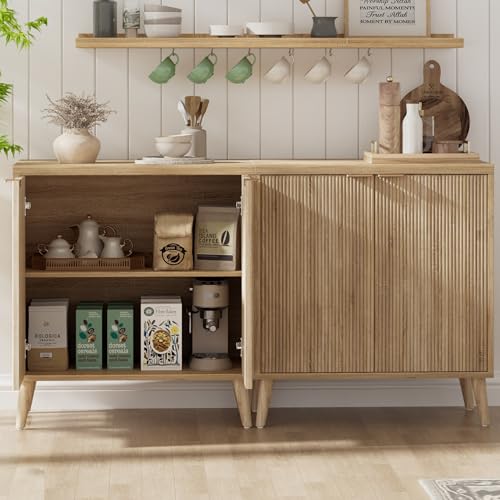 Fluted Buffet Cabinet with Storage, Modern Sideboard Cabinet, view 8