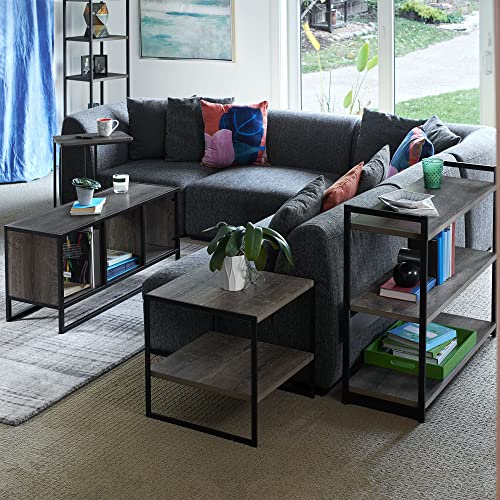 Square Wooden Side Table/End Table With Storage Shelf, Ashwood