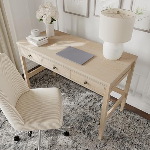 Rhett 3 Drawer Home Office Desk, Light Natural, view 8