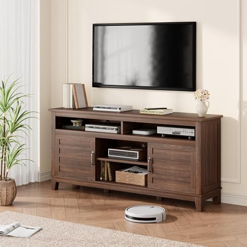 Farmhouse TV Stand for 63 in, Entertainment Center with Storage Cabinets, view 8
