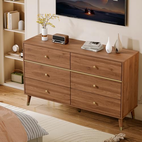 6 Drawer Dresser, 47" Wide Mid Century Chest of Drawers, view 8