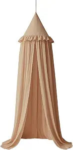 Kids Bed Canopy with Ruffles, Pastel Neutral Color for Boys & Girls, view 2
