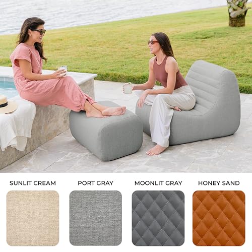 Big Joe Solvana Outdoor Ottoman, Performance Linen Weather-Resistant Fabric, Ottoman Only, Port Gray