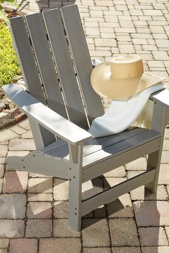Signature Design by Ashley Visola Outdoor Patio HDPE Weather Resistant Adirondack Chair, Gray